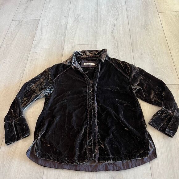 Free people Marianne Velvet Top in Midnight Brown size xs - Picture 1 of 9
